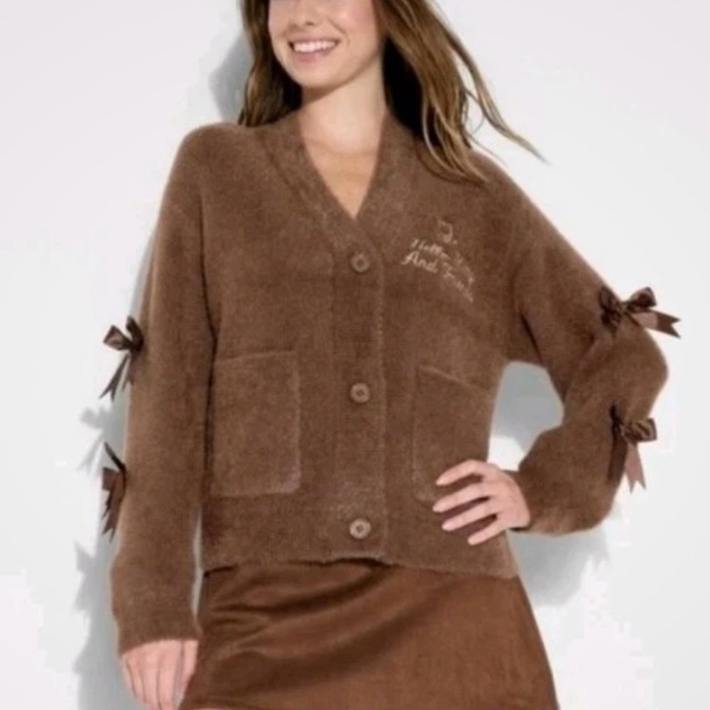 Women's Hello Kitty & Friends‎ Graphic Cardigan - Brown L